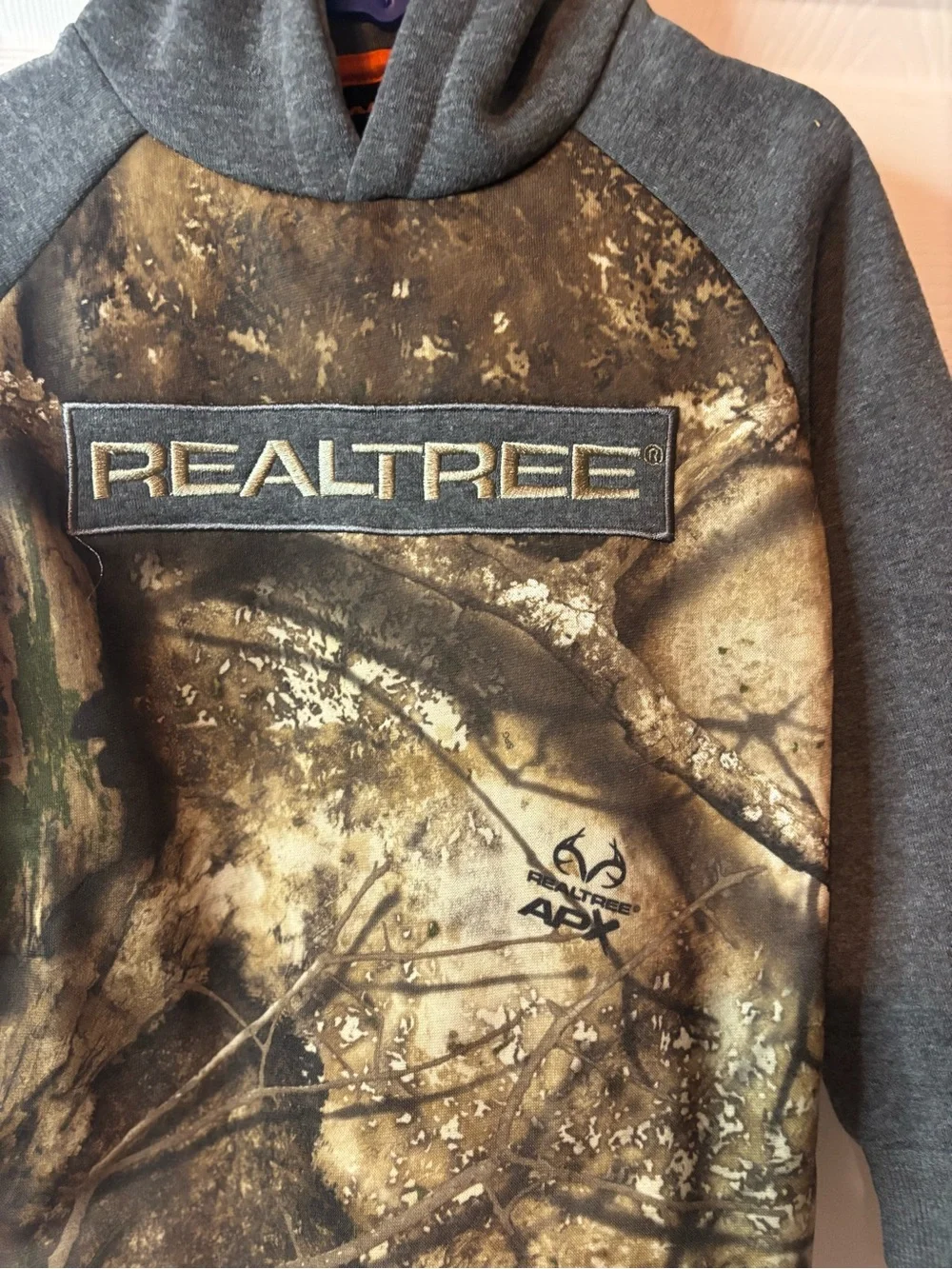 Realtree Gray Sleeve Camo Hoodie with Realtree Logo